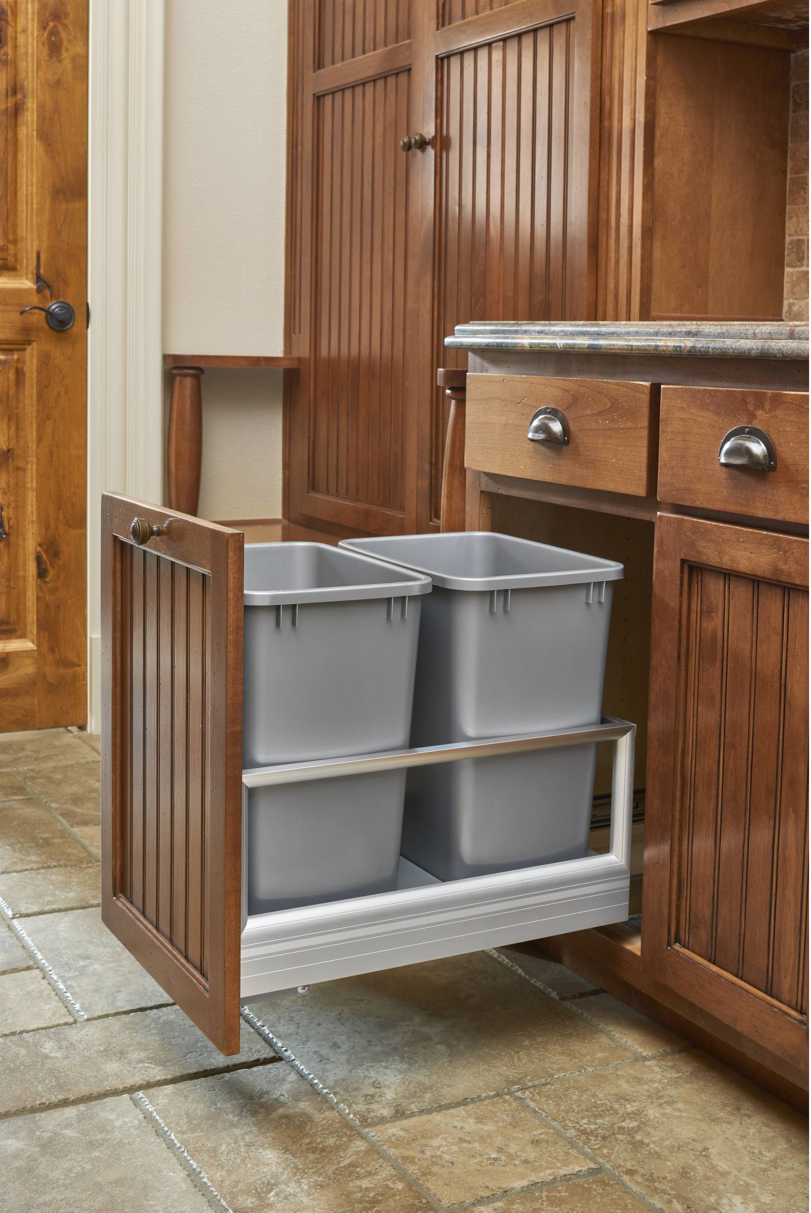 Rev-A-Shelf Double Trash Pullout 35 Quart-Silver 5149-18DM-217