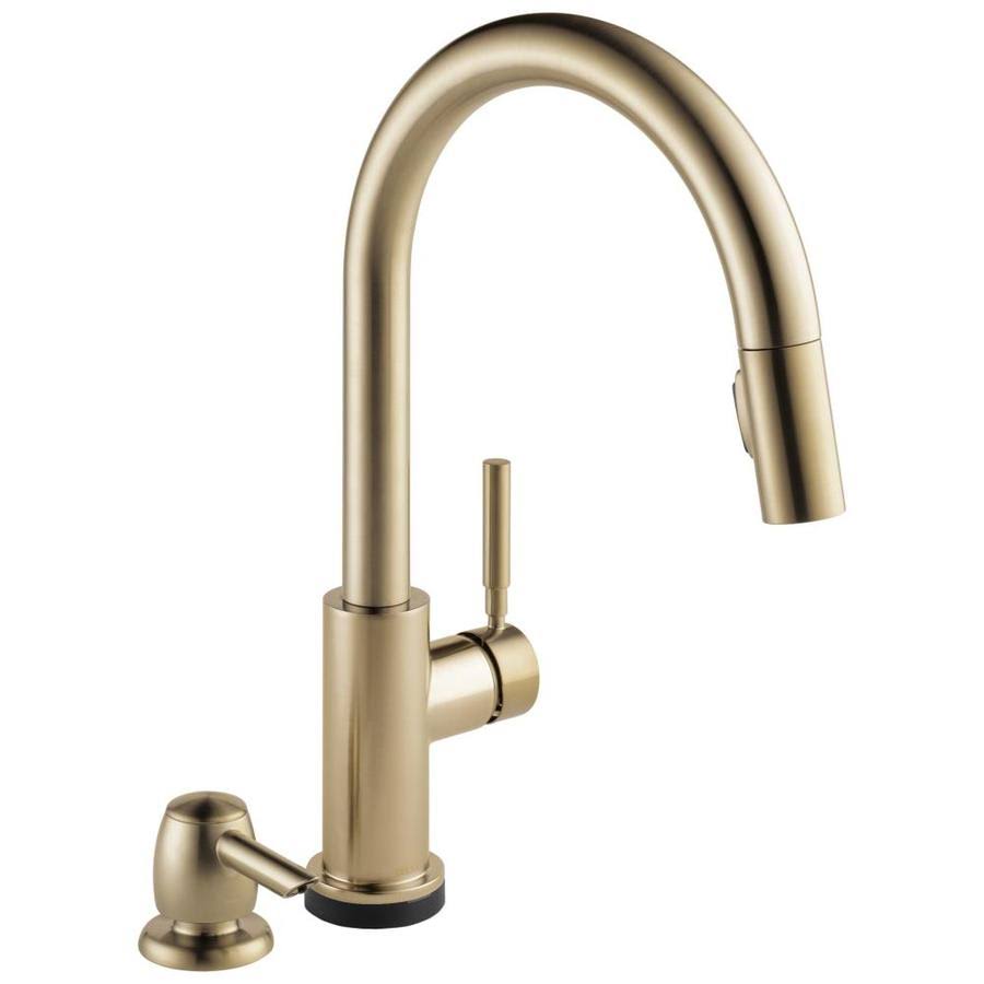 Delta Trask Touch2O Champagne Bronze 1-Handle Deck Mount Pull-Down Touch/Touchless Residential Kitchen Faucet (Deck Plat