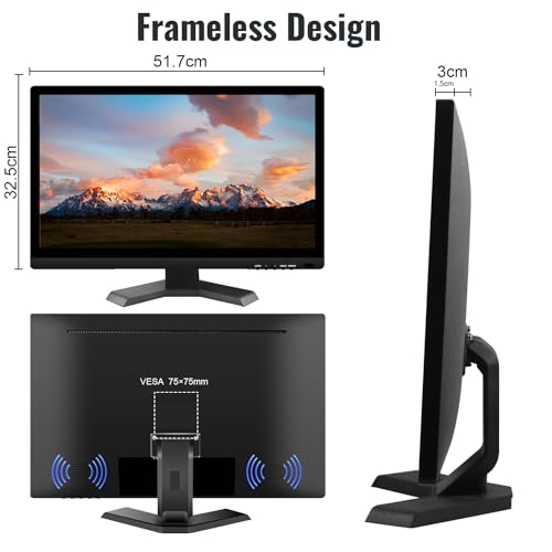 Touchscreen Monitor 21.5 Inch Full HD 1920x1080P 10-Point Multi Touch Screen PC Monitor with HDMI VGA USB Port, Built-in Speakers