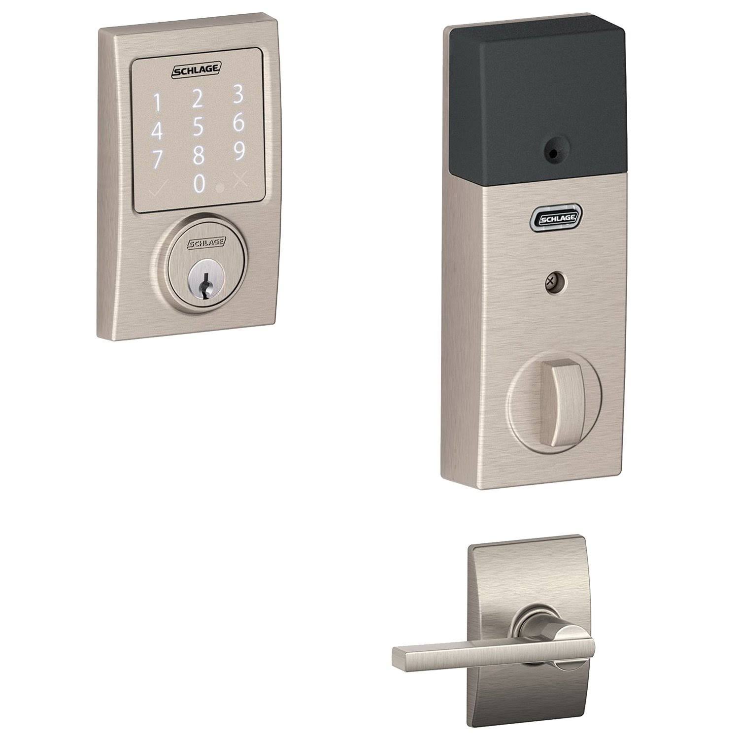 Schlage BE479CEN619 Sense Smart Deadbolt w/ Latitude Passage Lever, Satin Nickel