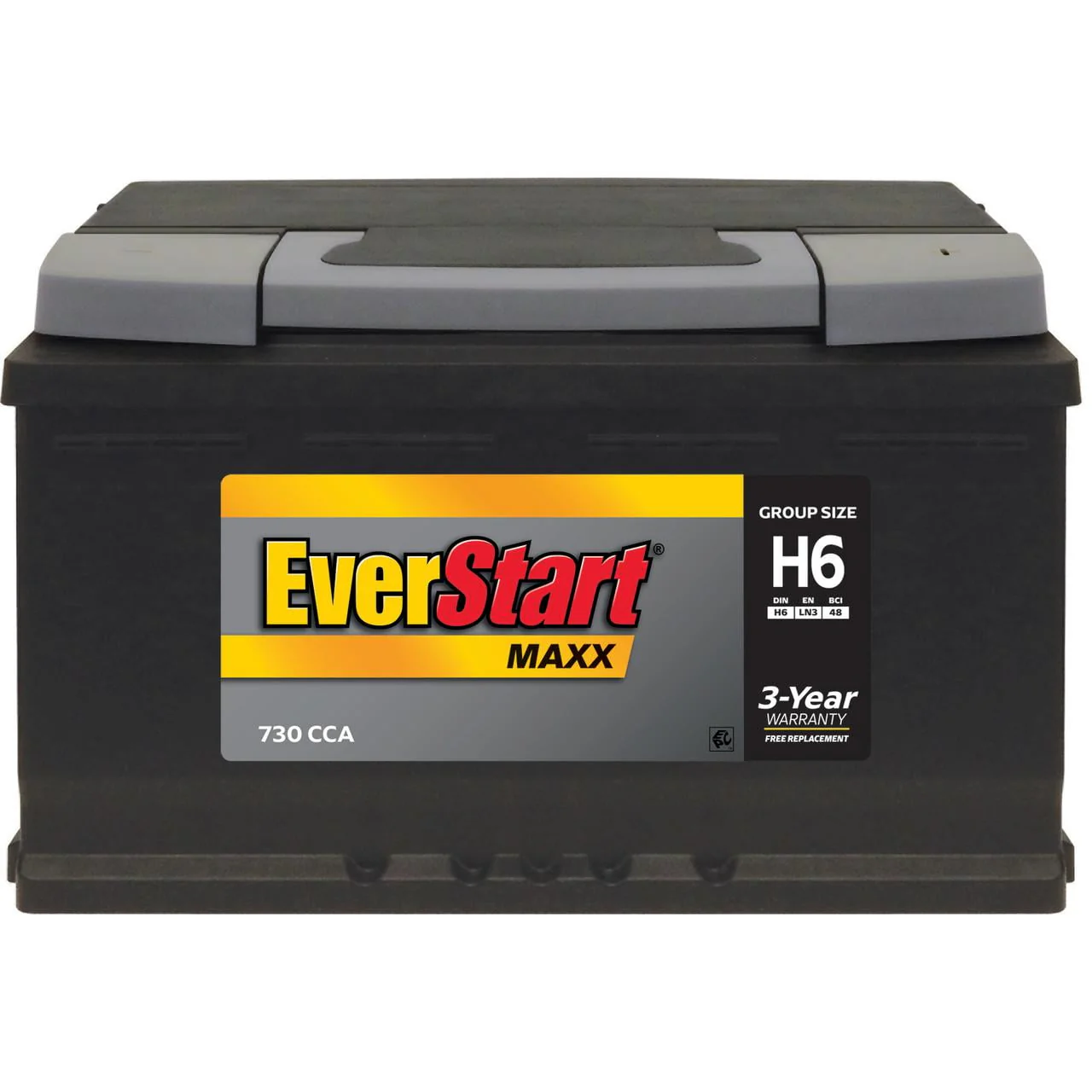 EverStart Maxx Lead Acid Automotive Battery, Group Size H6 / LN3 / 48 12 Volt, 730 CCA 140 RC