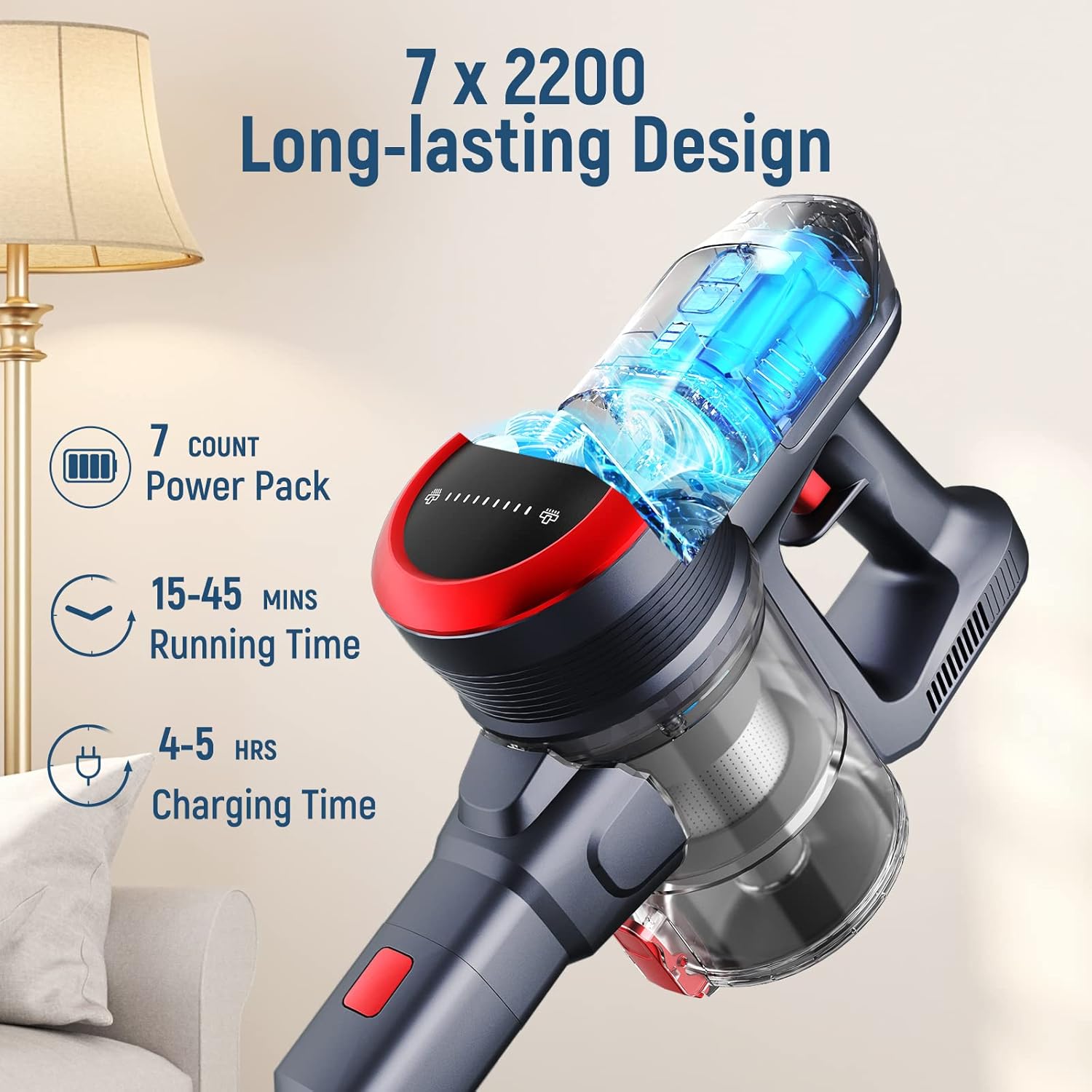 Fabuletta 10-in-1 Cordless Vacuum Cleaner - 24Kpa 250W Brushless Motor Stick Vacuum, Up to 45 Mins Max Runtime Detachable, Led Display, Lightweight Vacuum for Carpet Hard Floor Pet Hair