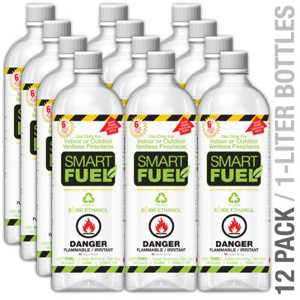 SMART FUEL Ethanol Fuel 12 Liter – Indoor & Outdoor Fireplace Fuel – Fuel for Fireplaces, Burners & Alcohol Spirit Burners. Denatured Alcohol