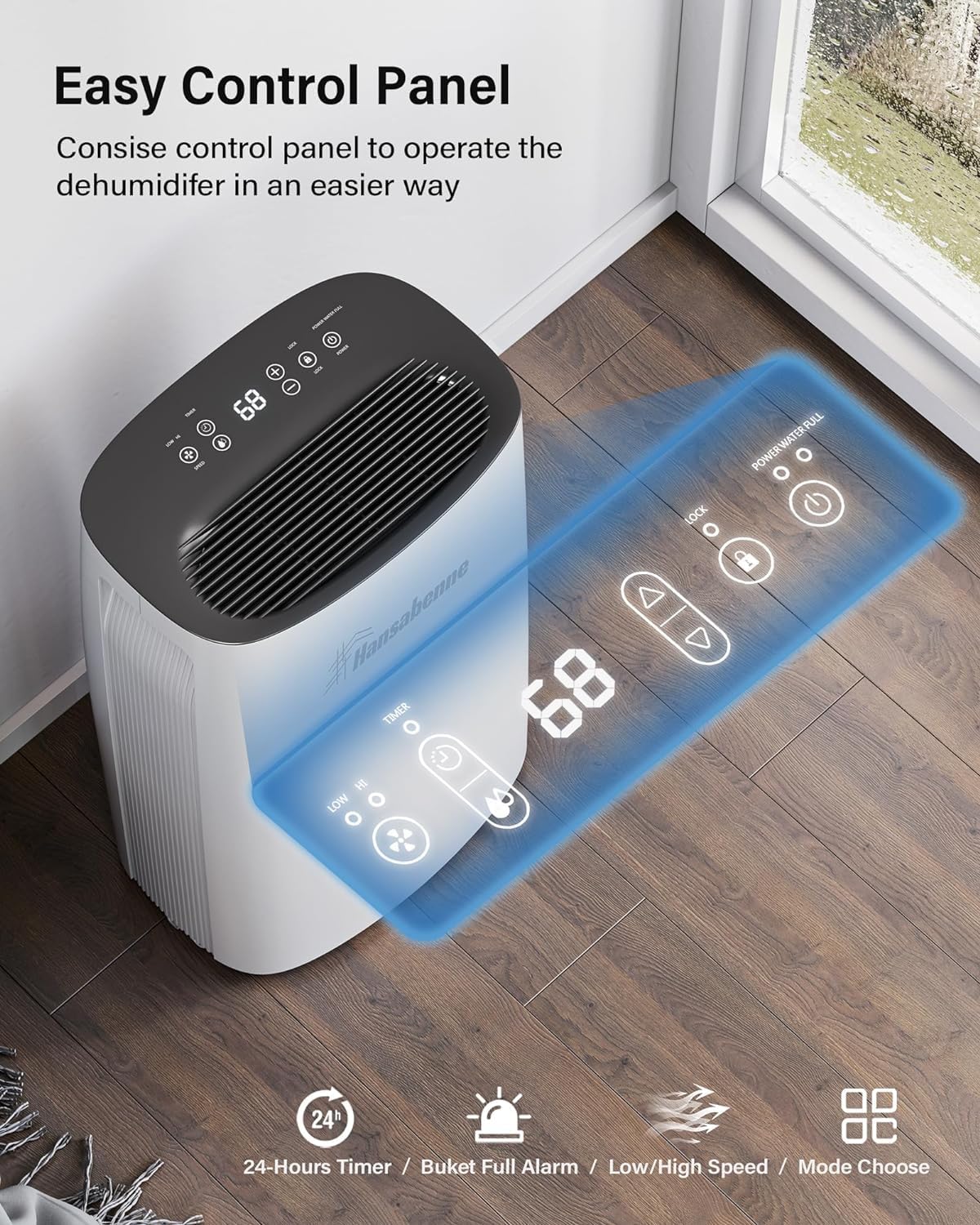 50-Pint Dehumidifier for Basement and Large Room - 4500 Sq. Ft, Quiet Dehumidifier for Large Capacity Room Home Bathroom Basements - Auto Continuous Drain Remove Moisture with Child Lock
