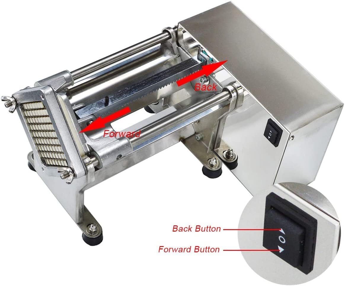Electric French Fry Cutter Automatic Potato Chip Cutter Commercial French Fries Chips Maker Stainless Steel Electric Potato Slicer with 6mm 9mm 13mm Blade