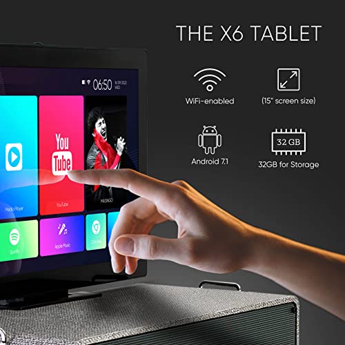 Professional Karaoke Machine with Lyrics Display Screen for Adults, 2 Wireless Microphones, Bluetooth Portable PA Speaker System Set with Built in 15" Touch Tablet with Android & WiFi, Alto X6