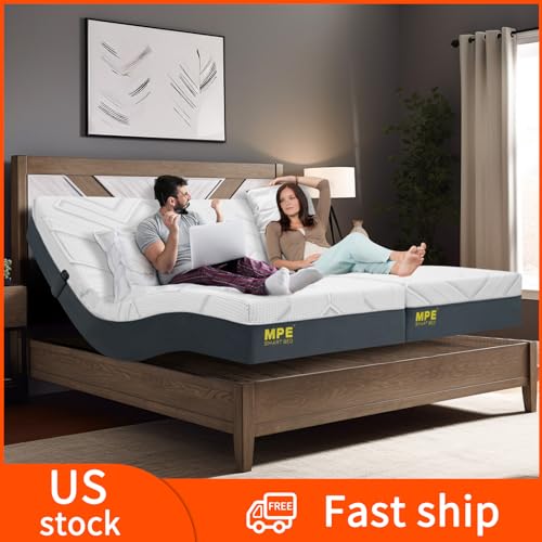 Adjustable Bed Base with 12" Memory Foam Adjustable Mattress (Not Included Bed Frame), Fits Any Bed Frame, Head and Foot Lift, Wireless Remote, Massage, Zero Gravity - Queen