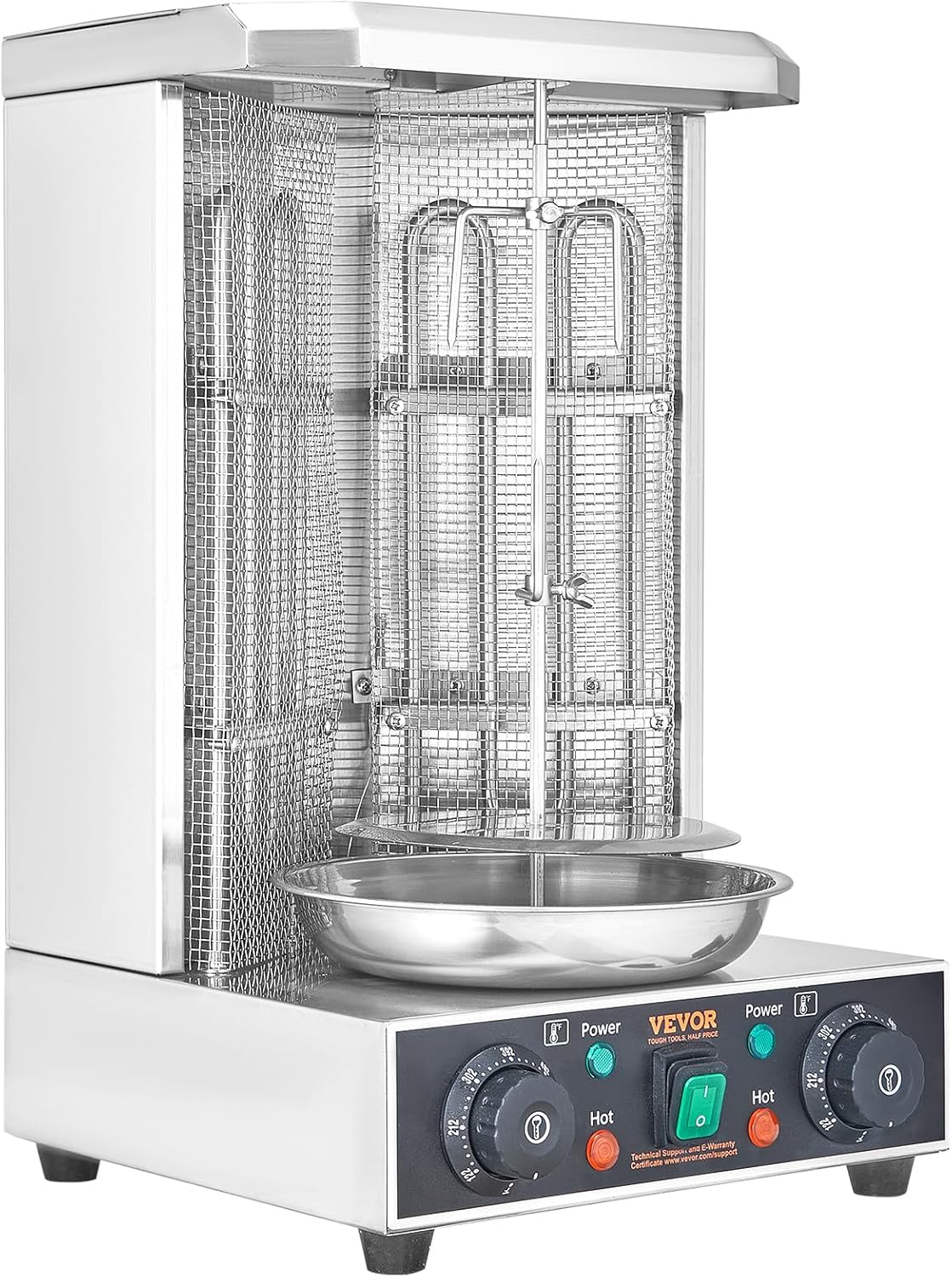 VEVOR Shawarma Grill Machine, 13 lbs Capacity, Chicken Shawarma Cooker Machine with 2 Burners, Electric Vertical Broiler Gyro Rotisserie Oven Doner Kebab Machine, for Home Restaurant Kitchen Parties