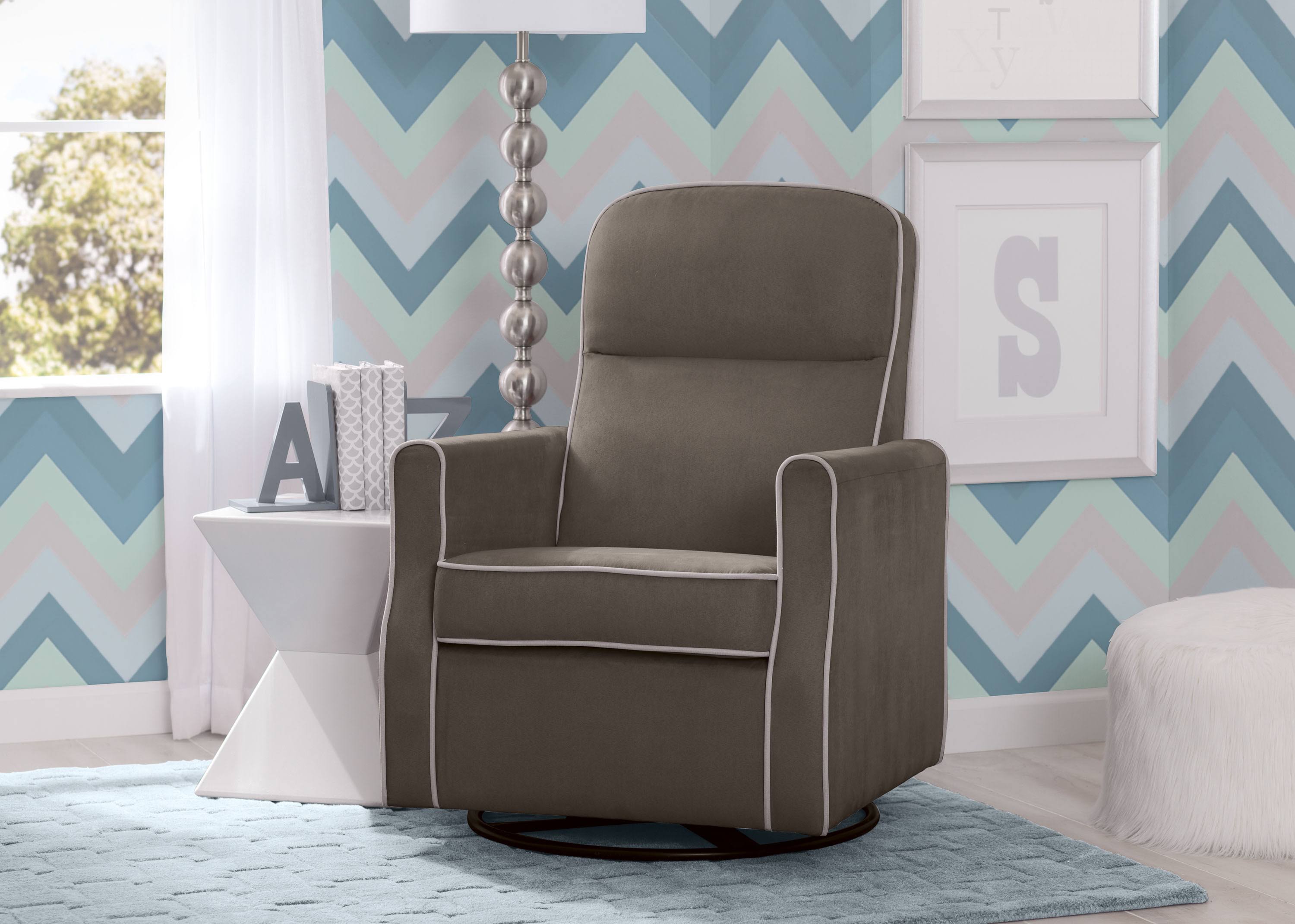 Delta Children Clair Slim Glider Nursery Swivel Rocker Chair - Navy