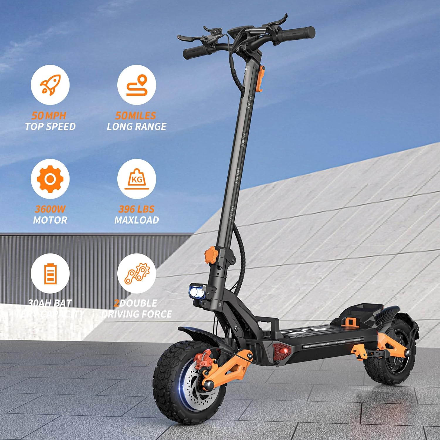 Electric Scooter for Adults Commuting Electric Scooter Up to 50 MPH, Foldable E-Scooter w/ 3600W Motors 60V/30AH Battery with 11 Inches Off Road Tires, Max Load 400LBS, 50 Miles Range