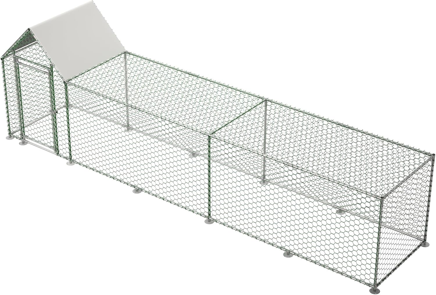Rophefx Metal Chicken Coop, Walk-in Chicken Pen, Large Chicken Run for Yard with Waterproof & Anti-UV Cover, Chicken Tractor for Outdoor, Poultry Habitat Cage for Duck Rabbit Dog (16.3’Lx3.5’Wx5’H)