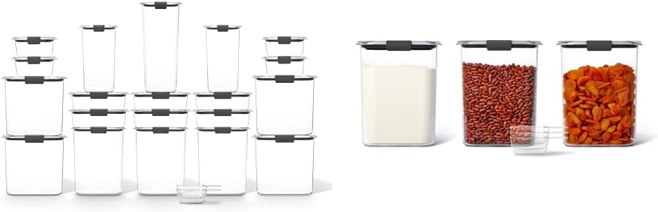 Rubbermaid Brilliance BPA Free Food Storage Containers with Lids, Airtight, for Kitchen and Pantry Organization, Set of 23 w/ Scoops