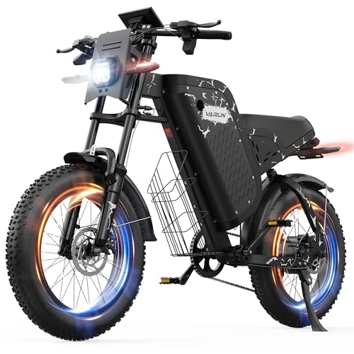 VARUN Electric Bike - Peak 1000W Ebike for Adults Up to 87Miles & 28MPH，48V 31.5Ah Battery, 20" Fat Tires, 7-Speed All-Terrain E-Bike with Suspension, LED Lights & Turn Signals - Dirt Bike Style