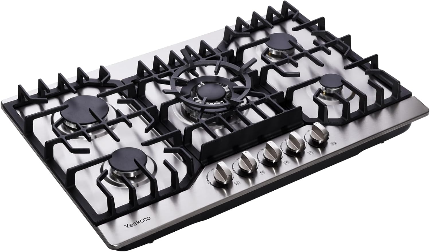 Gas Cooktop 30 Inch, Stainless Steel 5 Burners Built-in Gas Stovetop Propane/Natural Gas Convertible Stove Top Dual Fuel Gas Hob