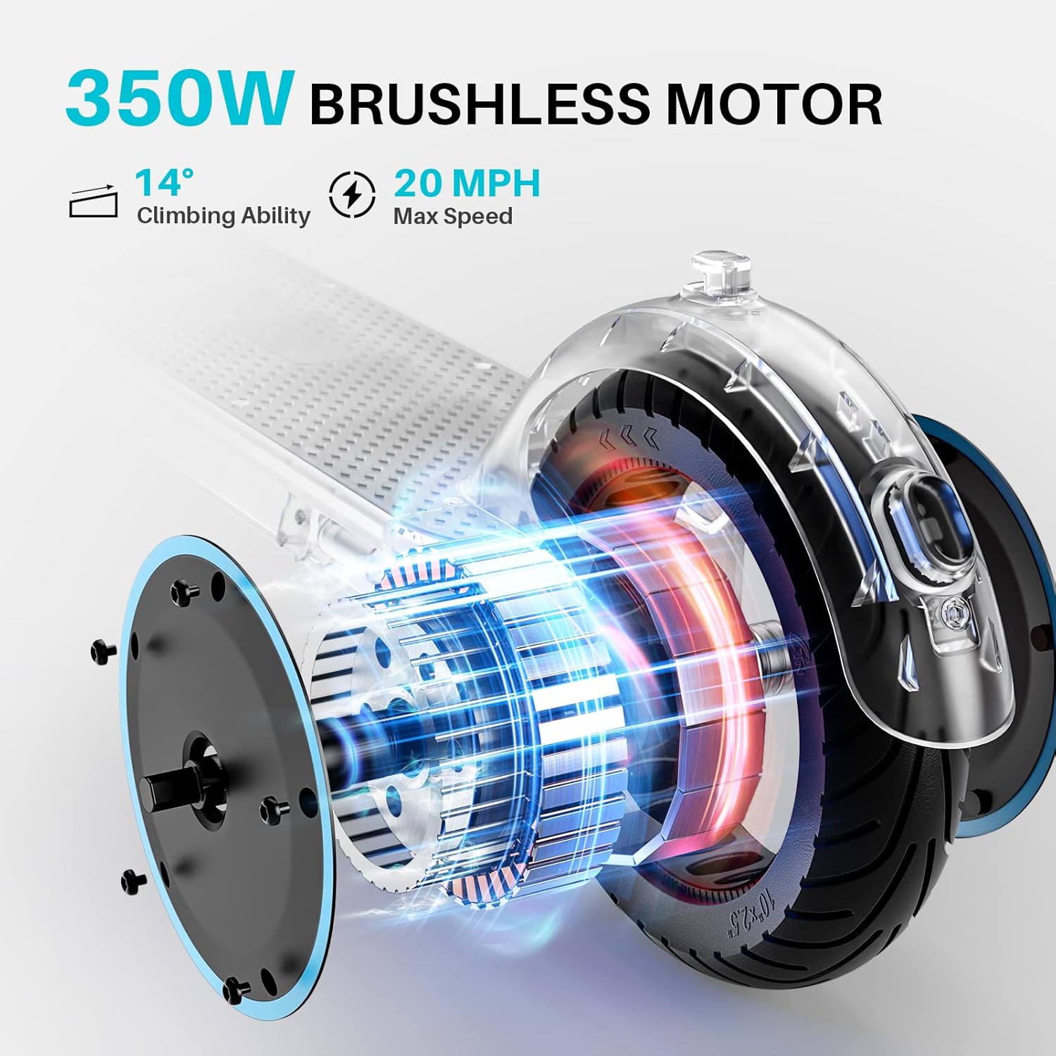 SmooSat SA3 Prime Electric Scooter for Adults, 10” Airless Tire, 28 Miles Range, 350W Powerful Motor, Long Battery Life, 20 MPH Max Speed, Type-C Reverse Charging, LED-Display, Gray