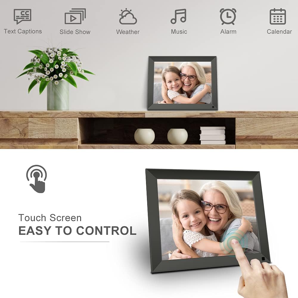 BSIMB Digital Picture Frame IPS Display, Wall-Mountable Electric Photo Frame with Remote Control, Place in Landscape&Portrait, Gift for Mother's Day
