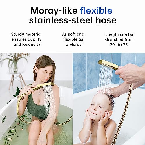 G-Promise All Metal 12 Inch Rainfall Shower Head with Handheld Spray Combo| 3 Settings Diverter|Adjustable Extension Arm with Lock Joints |71 Inches Stainless Steel Hose (Oil Rubbed Bronze)
