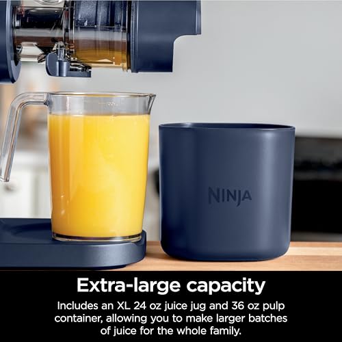 Ninja NeverClog Cold Press Juicer, Powerful Slow Juicer with Total Pulp Control, Countertop, Electric, 2 Pulp Functions, Dishwasher Safe, 2nd Generation, Charcoal, JC151