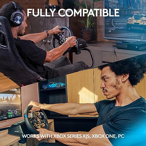 Logitech G923 Racing Wheel and Pedals, TRUEFORCE up to 1000 Hz Force Feedback, Gaming Steering Wheel PS5, PS4, PC, Mac, Genuine Leather- Black
