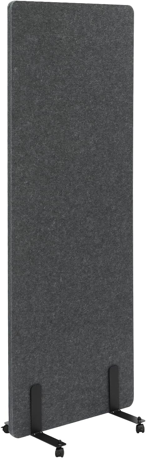 Freestanding 24" x 66" Noise Reducing Acoustic Room Wall Cubicle Divider Office Partition Stand-Alone Panel,Dark Gray