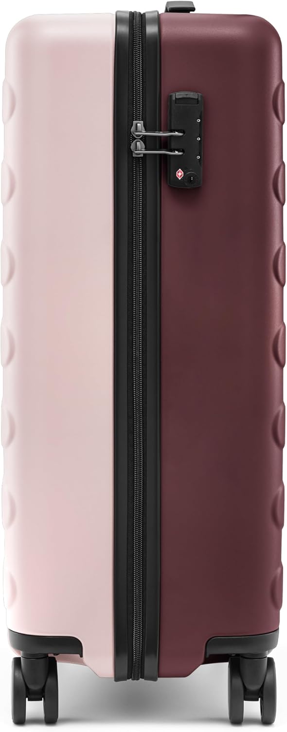 Carry on Luggage 22 X 14 X 9 Airline Approved, 20 Inch Luggage for 3-5 Days Travel, Double Spinner Wheels, 100% Hardshell PC, TSA Lock (Pink Red, Rhine)