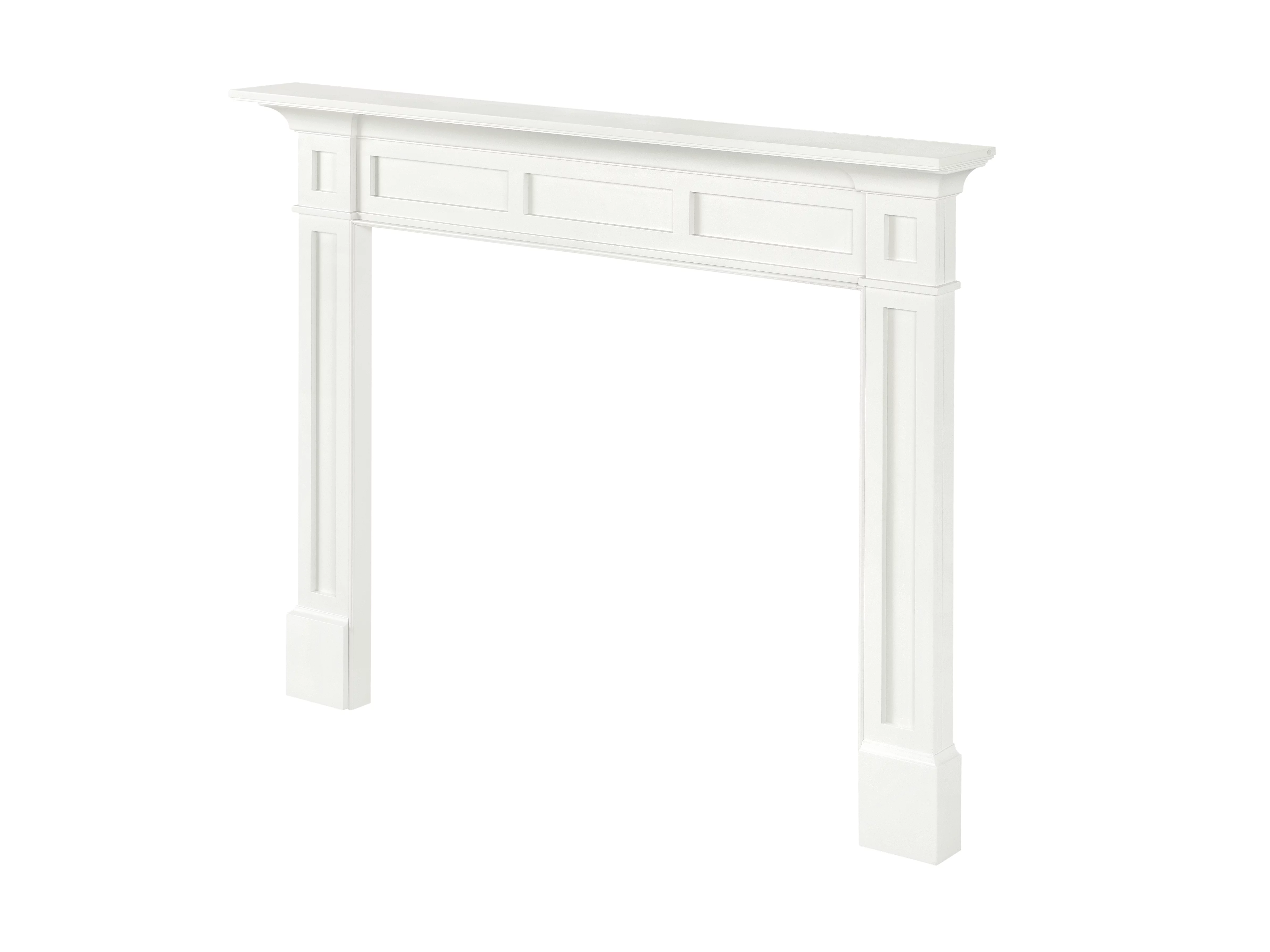 Pearl Mantels Jim Furniture For Your Fireplace, Premium White MDF Mantel Surround, Crisp White Paint, Interior Opening 48"W x 42"H