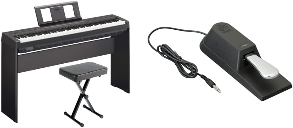 YAMAHA P45 88-Key Weighted Digital Piano Home Bundle With Wooden Furniture Stand And Bench