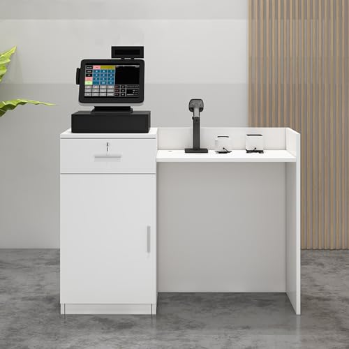 Reception Desk with Counter, Front Desk Reception Counter, Retail Checkout Counter, for Salon Lobby Checkout Office