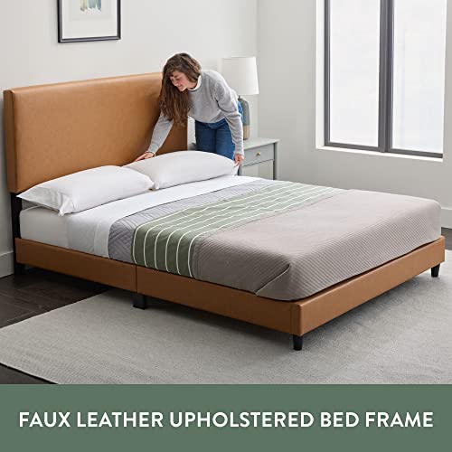 Edenbrook Platform Bed with Headboard – No Box Spring Needed – Faux Leather Upholstered Platform Bed Frame – Low Profile – Easy Assembly – Black – Full Size