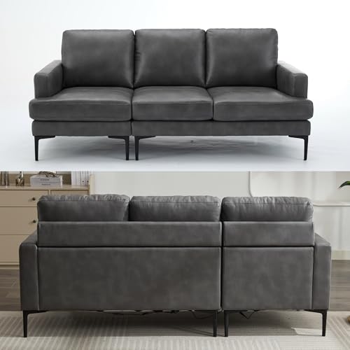 120" W Modern Sectional 3 Seater Sofa Couches, Large Cloud Couch with 2 Hidden Storage Space, Wood Frame+Doll Cotton, for Living Room, Home, Office-Beige