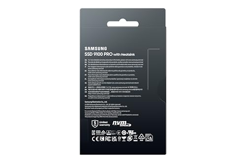 Samsung SSD 9100 PRO 2TB, PCIe 5.0x4 M.2 2280, Seq. Read Speeds Up to 14,800MB/s, Best for AI Computing, Gaming, and Heavy Duty Workstations (MZ VAP2T0B/AM)