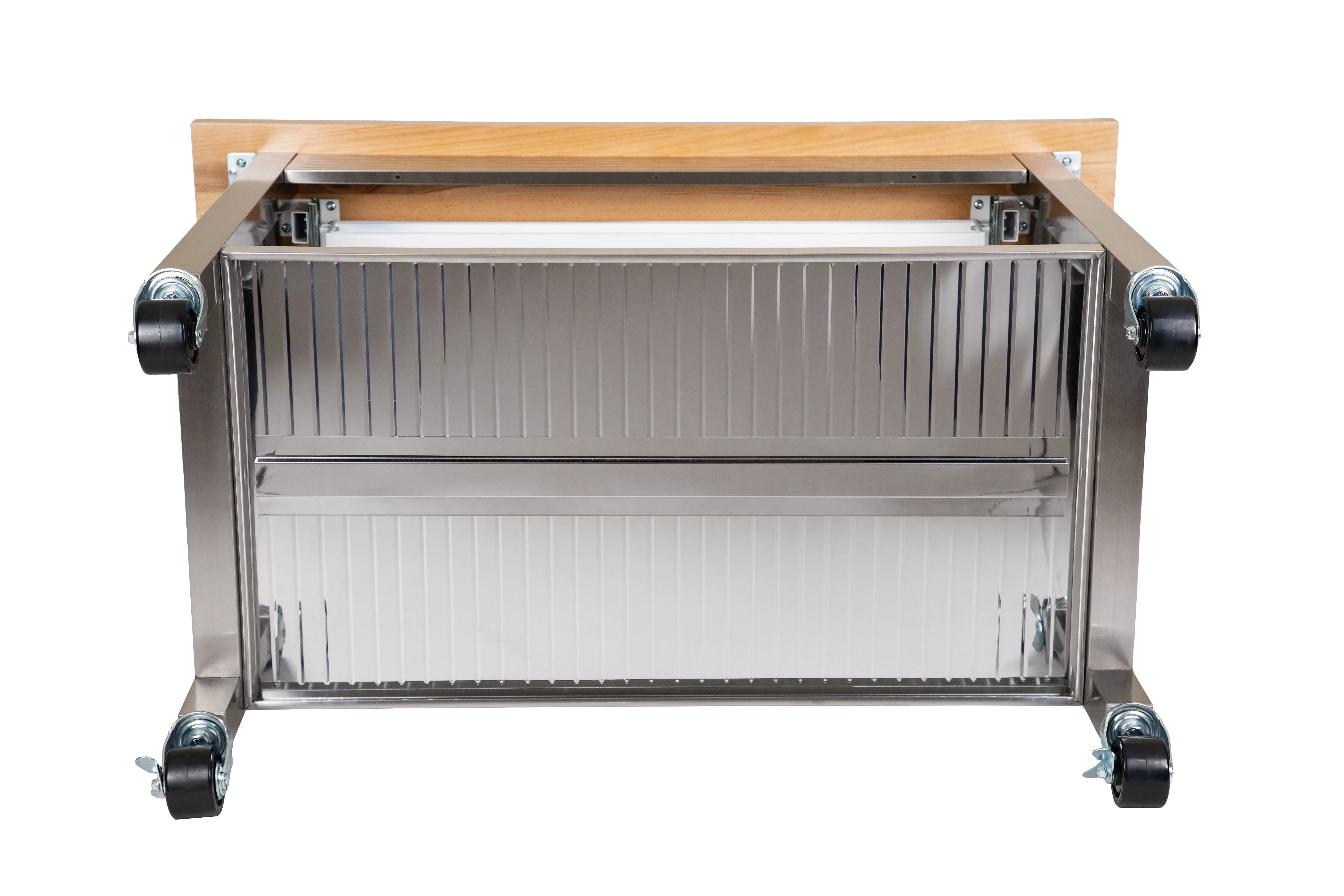 Seville Classics UltraHD Stainless Steel Workcenter Professional Kitchen Island, 2-Drawer, Peg Boards, Steel, Solid Wood Top