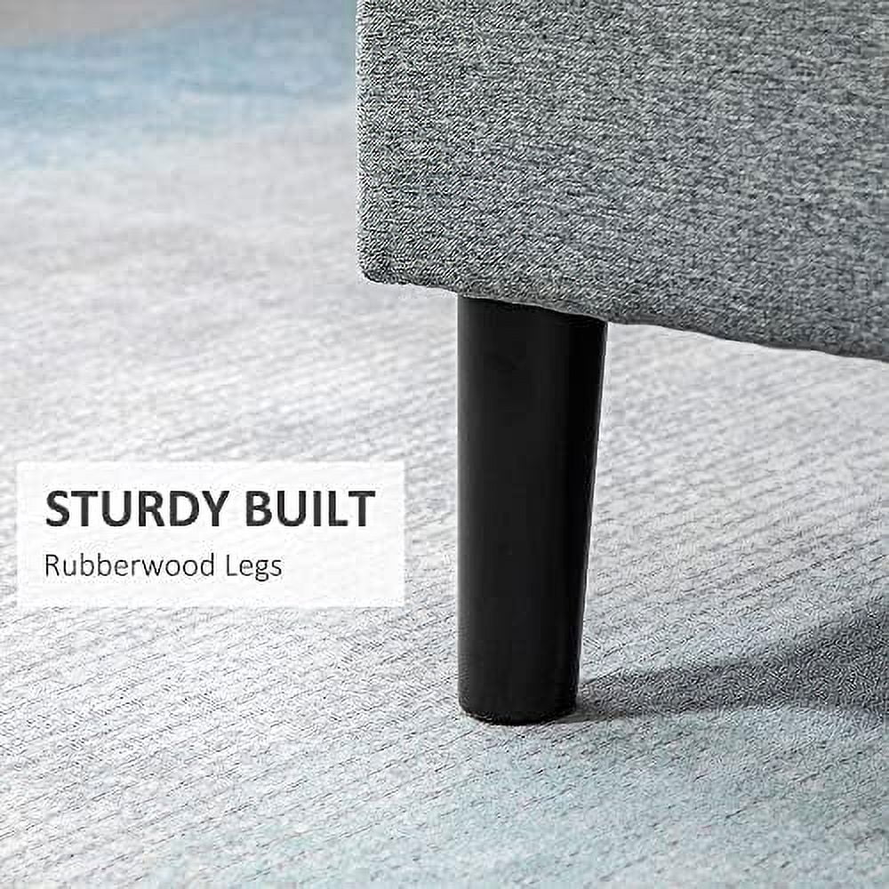 RUNFAYBIU 30" Square  Ottoman  Upholstered Ottoman Coffee Table with Lift Top  Button Tufted and Wood Legs  Accent Footstool for Living Room  Light Grey