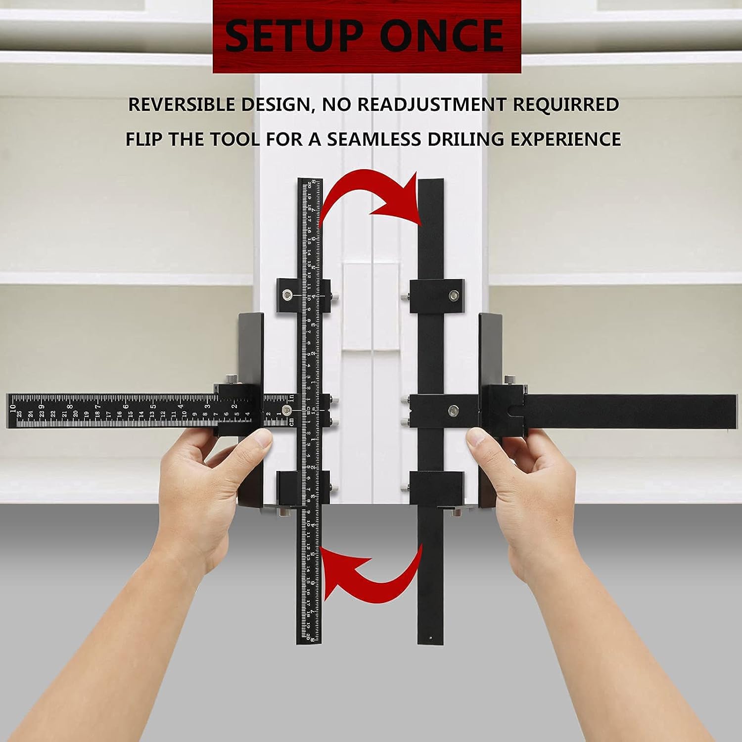 Cabinet Hardware Jig All Aluminum Alloy,Adjustable Drill Guide Template Tool for Installation of Door Drawer Front Knobs Handles and Pulls