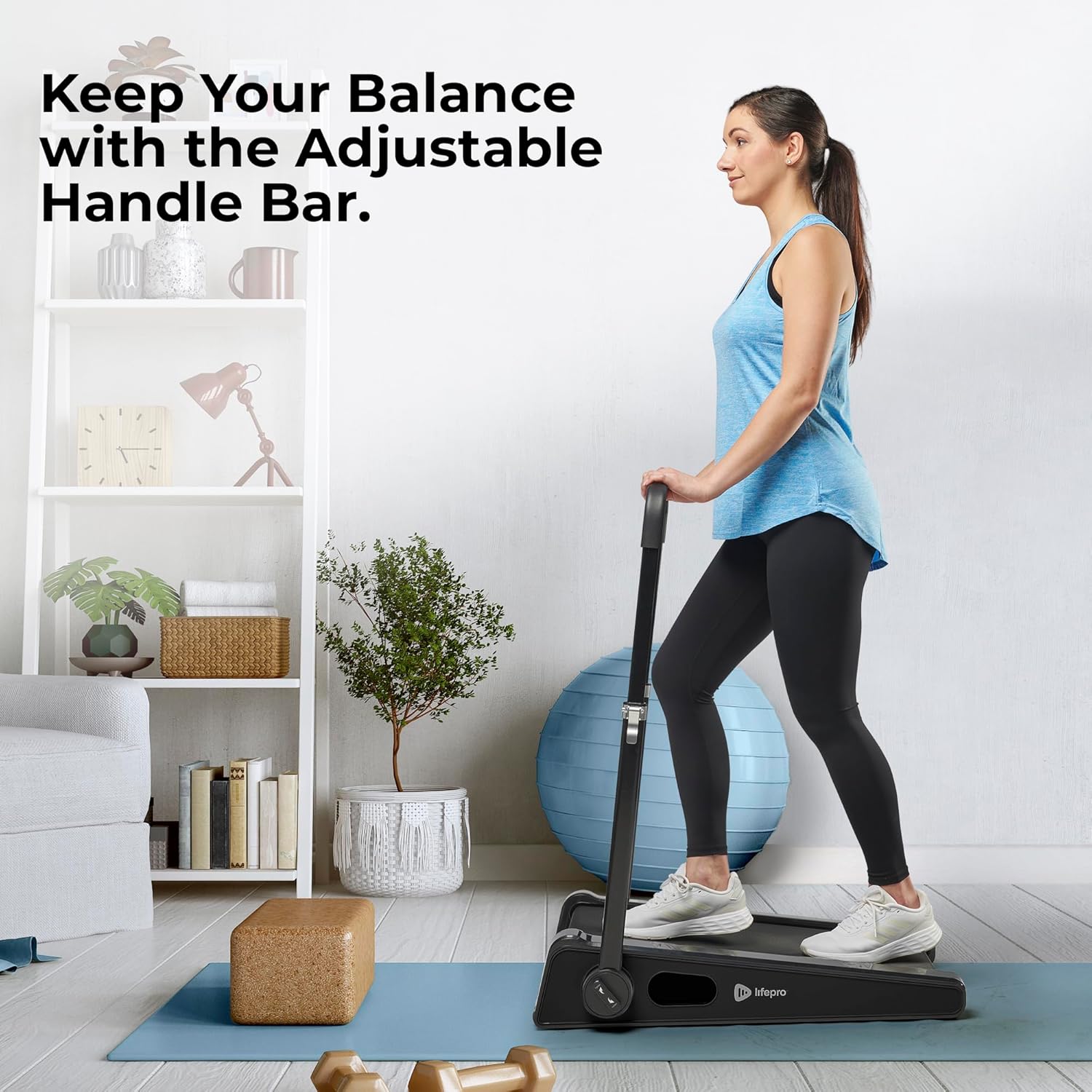 LifePro Smallest Portable Mini Walking Pad with Adjustable Handlebar - Max Speed 3 MPH, Home & Office 30 inch Mini Walking Treadmill, Under Desk Small Work Desk Compact Treadmill, 220 Lbs Max Weight