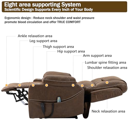 Large Dual Motor Power Lift Chair Lay Flat Recliner Chairs with Massage Heat for Adults Infinite Position Up to 400 LBS Recliners with 2 Hidden Cup Holders