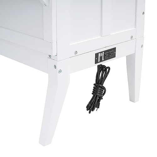 Queen Size Murphy Bed with Bookcase, Bedside Shelves and a Big Drawer, Wood Murphy Bed Wall Bed Folding Wall Bed for Home Office or Small Room, White
