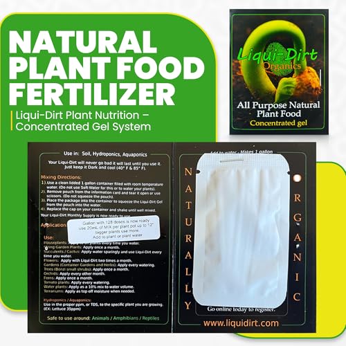 Natural Plant Food Fertilizer All-Purpose NPK Plant Care. 18 Balanced & Blended Vitamins & Minerals with Micro-Fungi and Bio-Organisms to boost your plants growth by Liqui-Dirt. Yields 600 Gallons