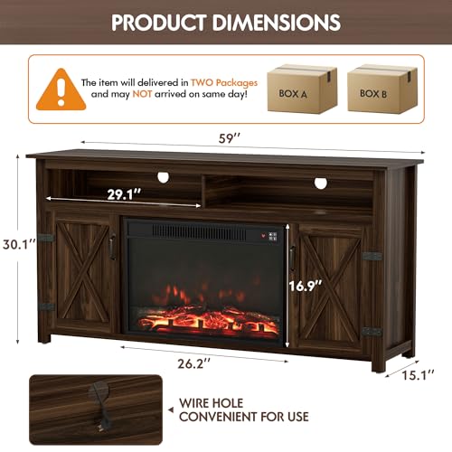 YESHOMY Farmhouse TV Stand for Televisions up to 65 Inches, Sliding Barn Doors and Storage Cabinets, Console Table and Media Furniture for Living Room, 58 Inch, Milk White