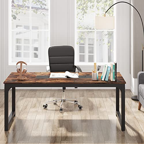 Tribesigns Modern Computer Desk, 63 x 31.5 inch Large Executive Office Desk Computer Table Study Writing Desk Workstation for Home Office, Spliced Desktop, White