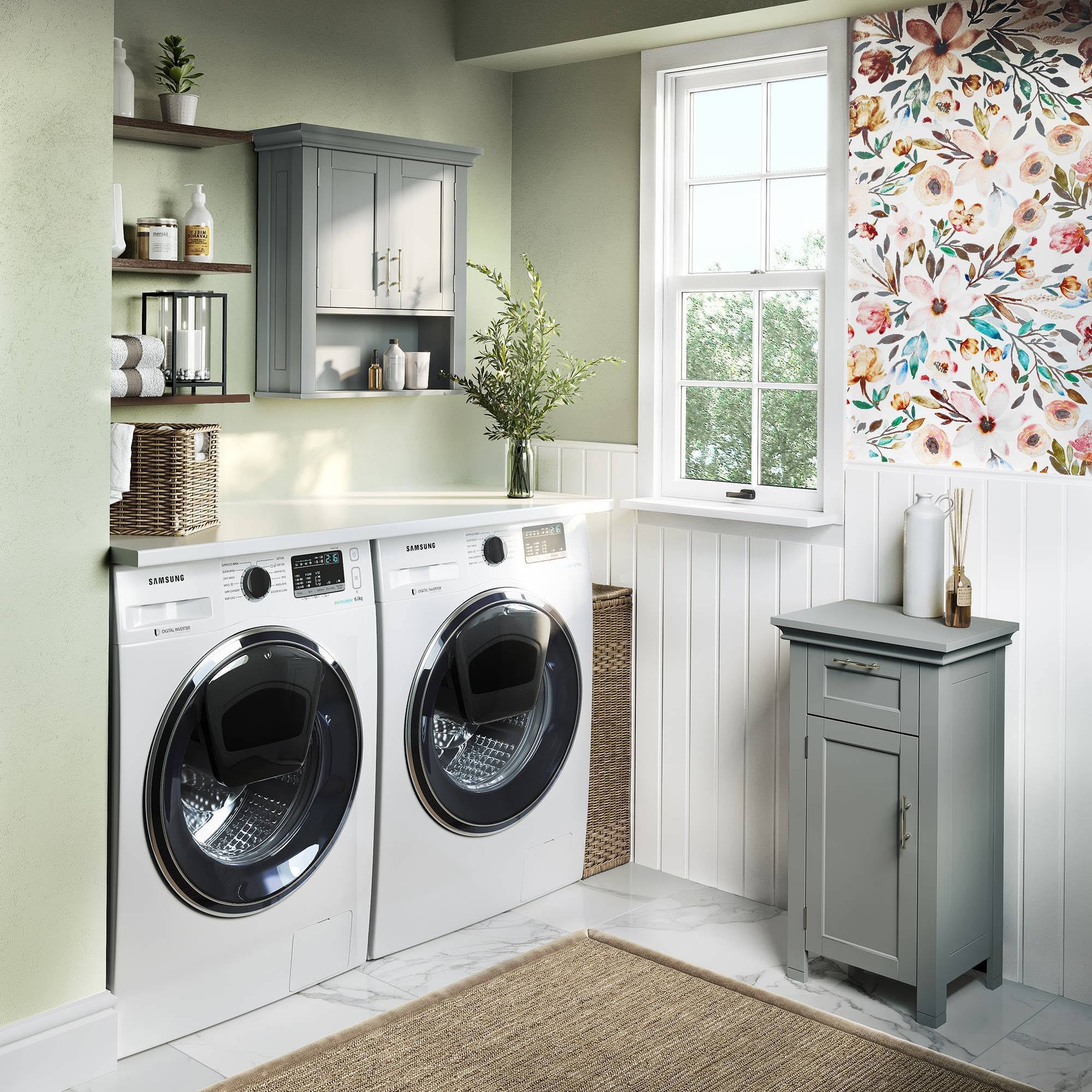 Somerset Two Door Wall Cabinet with Open Shelf Gray - RiverRidge Home