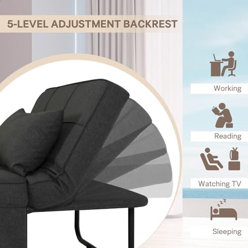 RUNFAYBIU Sleeper Chair Sofa Bed 4-in-1 Convertible Futon Chair Multi- Couch Folding Ottoman with Adjustable Backrest for Living Room Apartment Office  29\u201D Width（Beige）