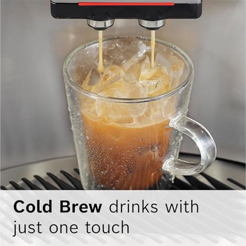 Bosch 800 Series Fully Automatic Espresso Machine – 36 Drinks with Coffee World, Cold Brew, Double Cup, Integrated Milk Container, Smart Features, in Silver TQU60307