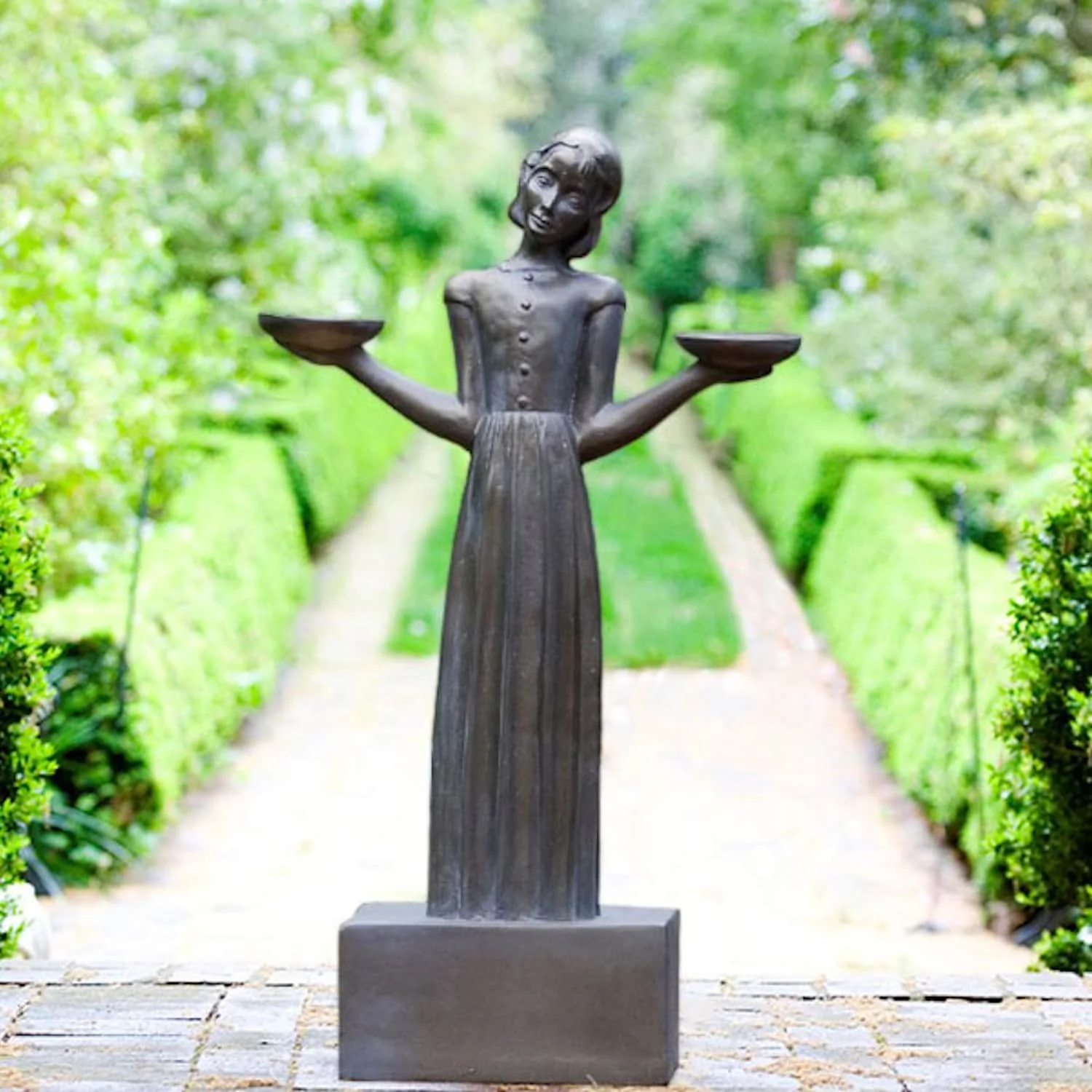 Potina Outdoor Garden Sculpture - Savannah's Bird Girl Statue (Large - 37")