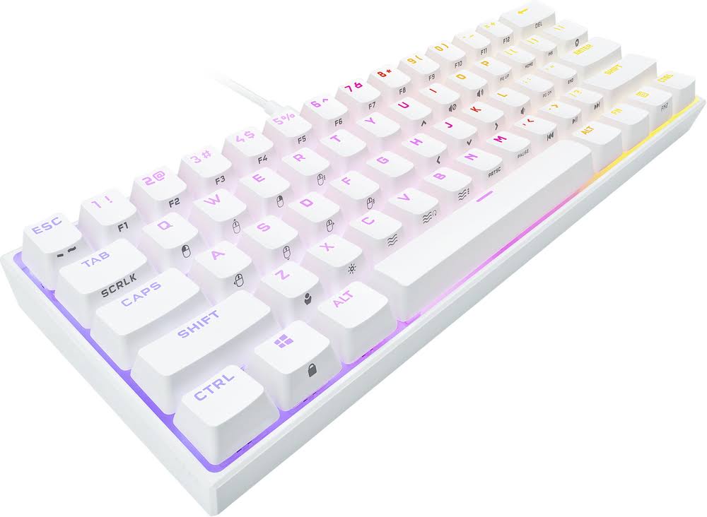 Corsair K65 RGB Mini 60% Mechanical Gaming Keyboard - Cherry MX Speed - White