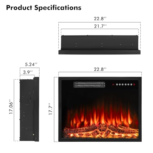 Waleaf Fireplace TV Stand with 18" Electric Fireplace, LED Light Entertainment Center, Modern Wood Texture Entertainment Stand with Storage cabinet for TVs Up to 65" (White)