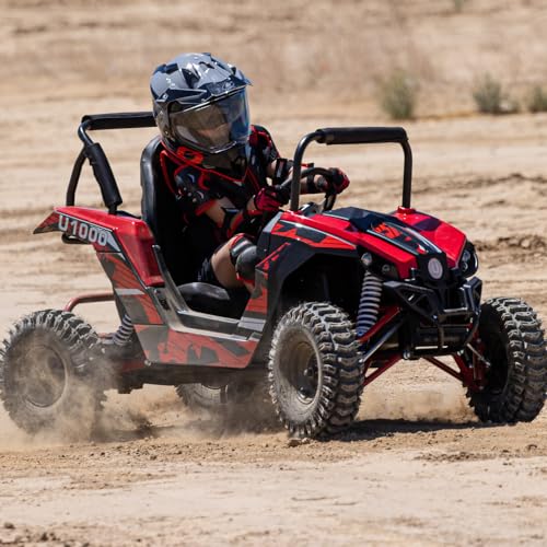 79cc 4-Stroke Gas Go Kart, 2.5HP Off Road GoKart EPA Approved with Steel Tubular Frame, Seat Belt, 13 inch All-Terrain Tires for Kids and Teens (Red)