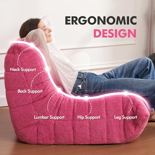 Bean Bag Chair Big Sofa Beanbag Chair for Adults Fireside Chair Bean Bag Lounger with Memory Foam Filled for Home,Apartment or Gaming Venue(Black Plush)