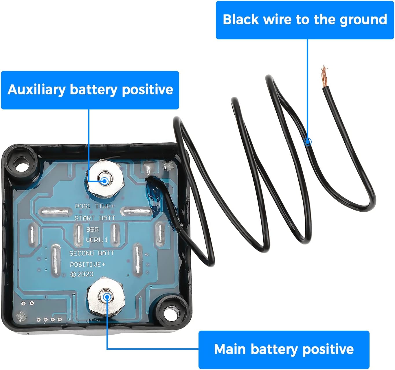 12V 140A Dual Battery Isolator, Kemimoto Waterproof VSR Voltage Sensitive Relay Compatible with RVs, Vehicles, Cars, UTVs, Marine, Caravan, Polaris Ranger/General/RZR, Can Am, Talon, Pioneer