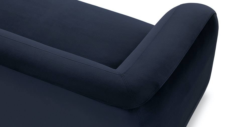 Blue Velvet Daybed, Black Metal Legs | Article Lupra Modern Furniture